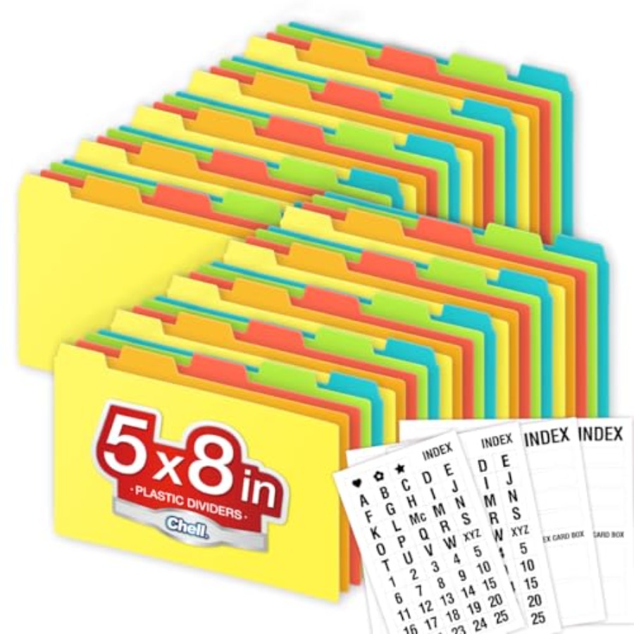 Flash Card Alphabet - 5x8 Plastic Index Card Dividers, Heavyweight