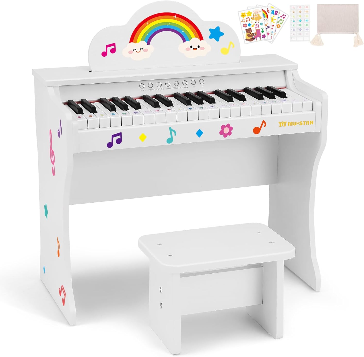 Kids Education Books - Educational 37-Key Wooden Keyboard Piano for