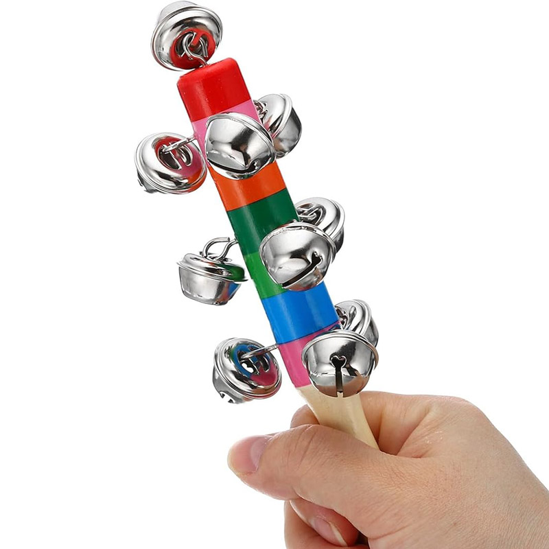 5PCS Wooden Jingle Hand Bells  - Kids Education Bell recensione e prezzo