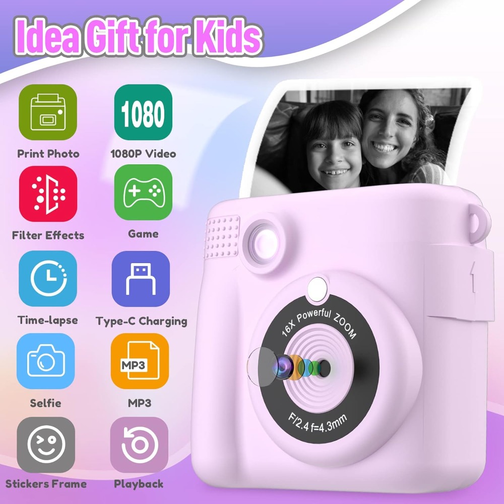 Instant Print Camera for Kids, - Kids Education Video recensione e prezzo