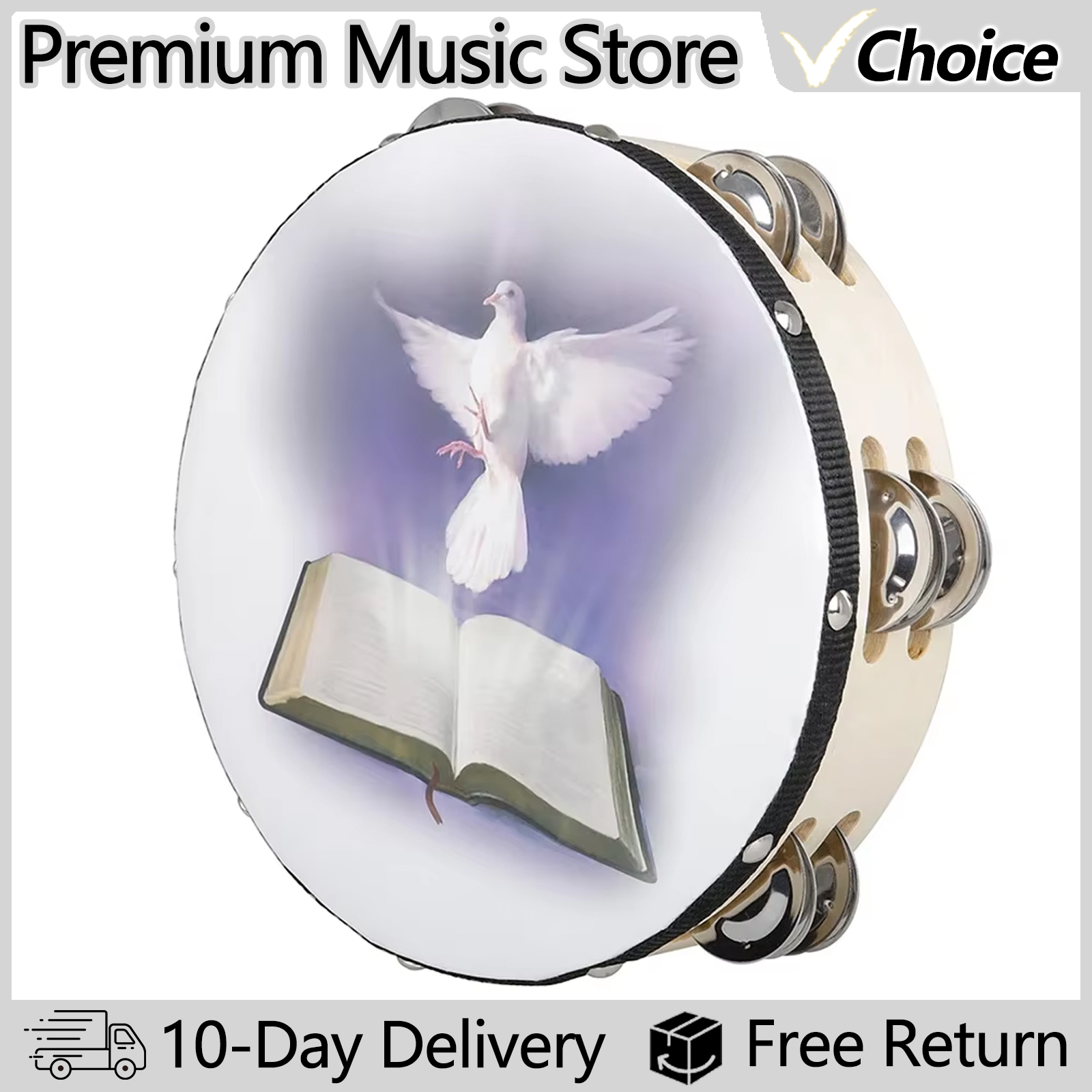 8 Inch Tambourine Peace Pigeon - Kids Education Bell recensione e prezzo