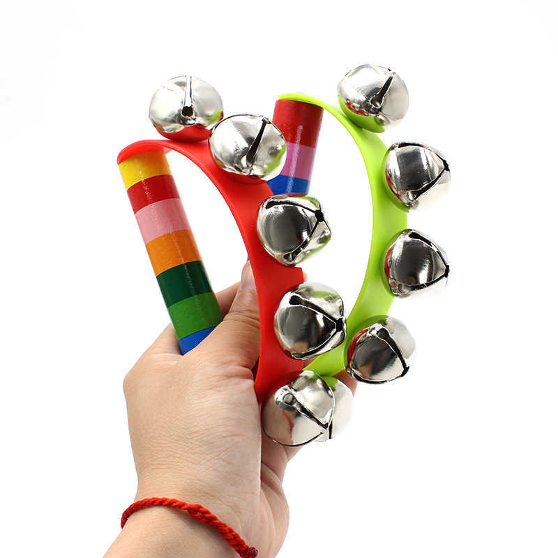 Rainbow Hand Jingle Bells Wood - Kids Education Bell recensione e prezzo