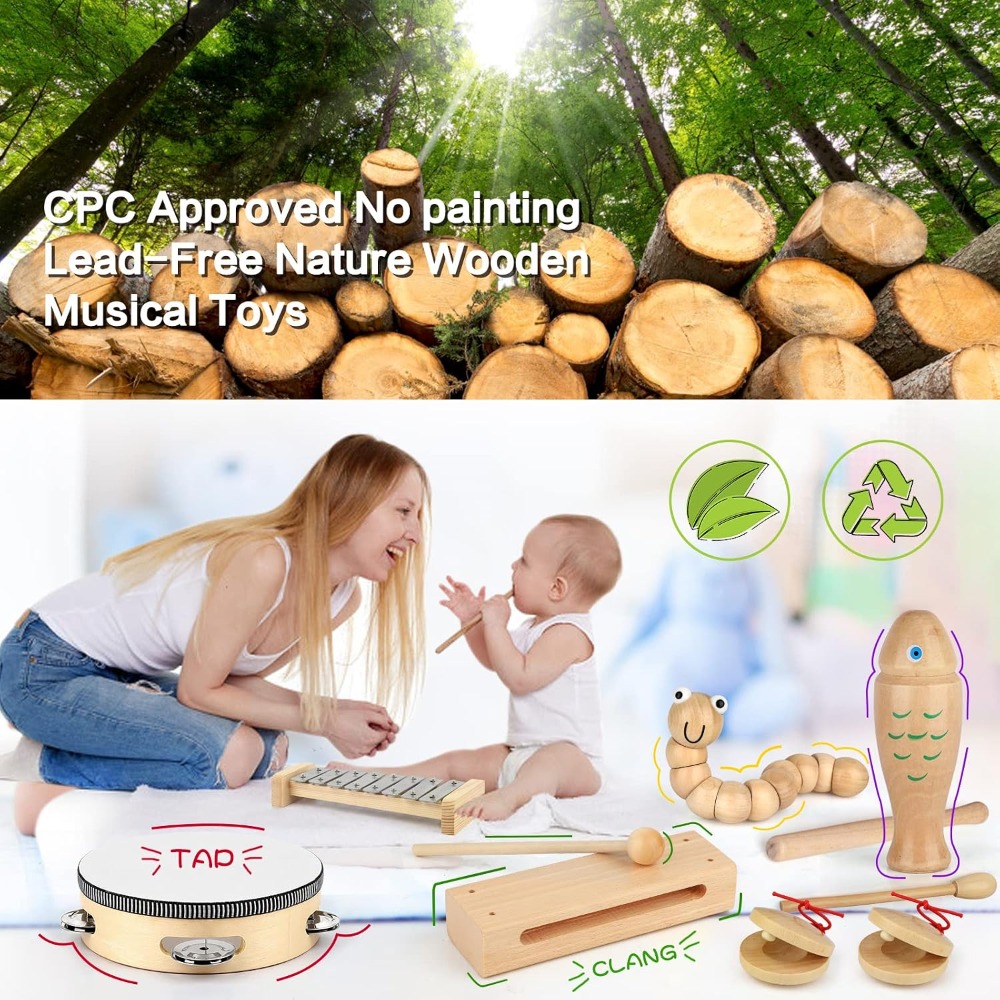 23 Pcs Wooden Musical Instrume - Kids Education Images recensione e prezzo