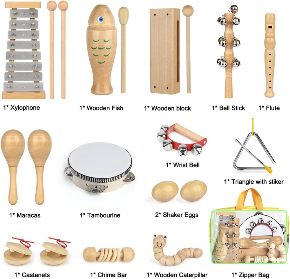 23 Pcs Wooden Musical Instrume - Kids Education Images recensione e prezzo