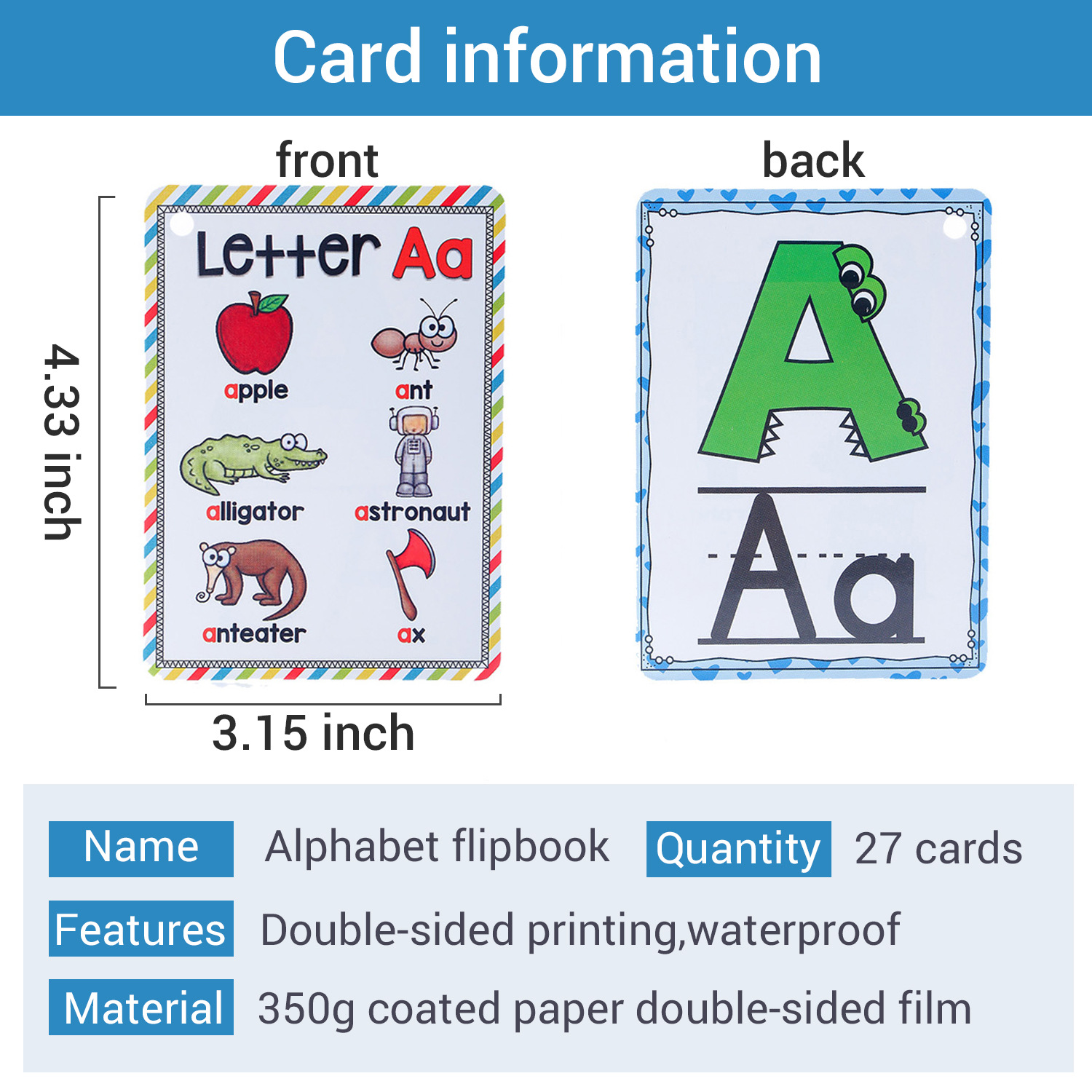 Bview Art English 26 Letters A - Flash Card Alphabet recensione e prezzo