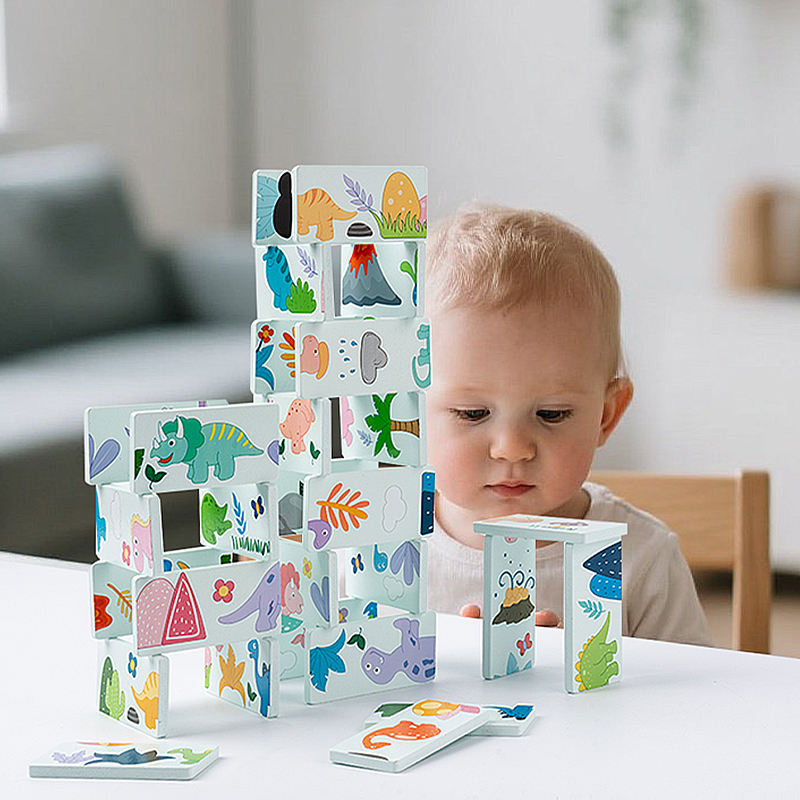 Wooden Toy Dinosaur Domino Ani - Kids Education Images recensione e prezzo