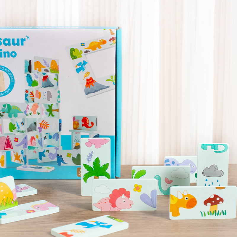 Wooden Toy Dinosaur Domino Ani - Kids Education Images recensione e prezzo
