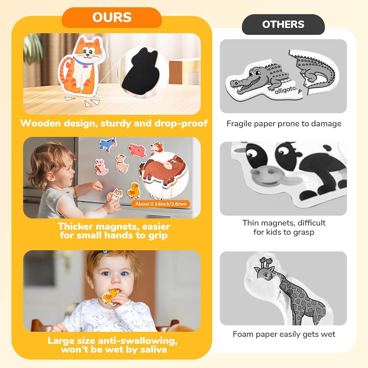 Wooden Fridge Magnets for Todd - Kids Education Images recensione e prezzo