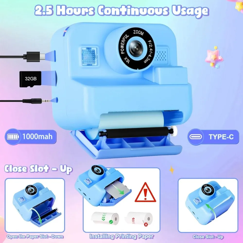 Kids Camera Instant Print 32G  - Kids Education Images recensione e prezzo