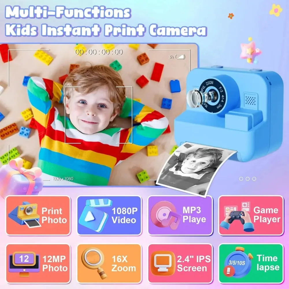 Kids Camera Instant Print 32G  - Kids Education Images recensione e prezzo