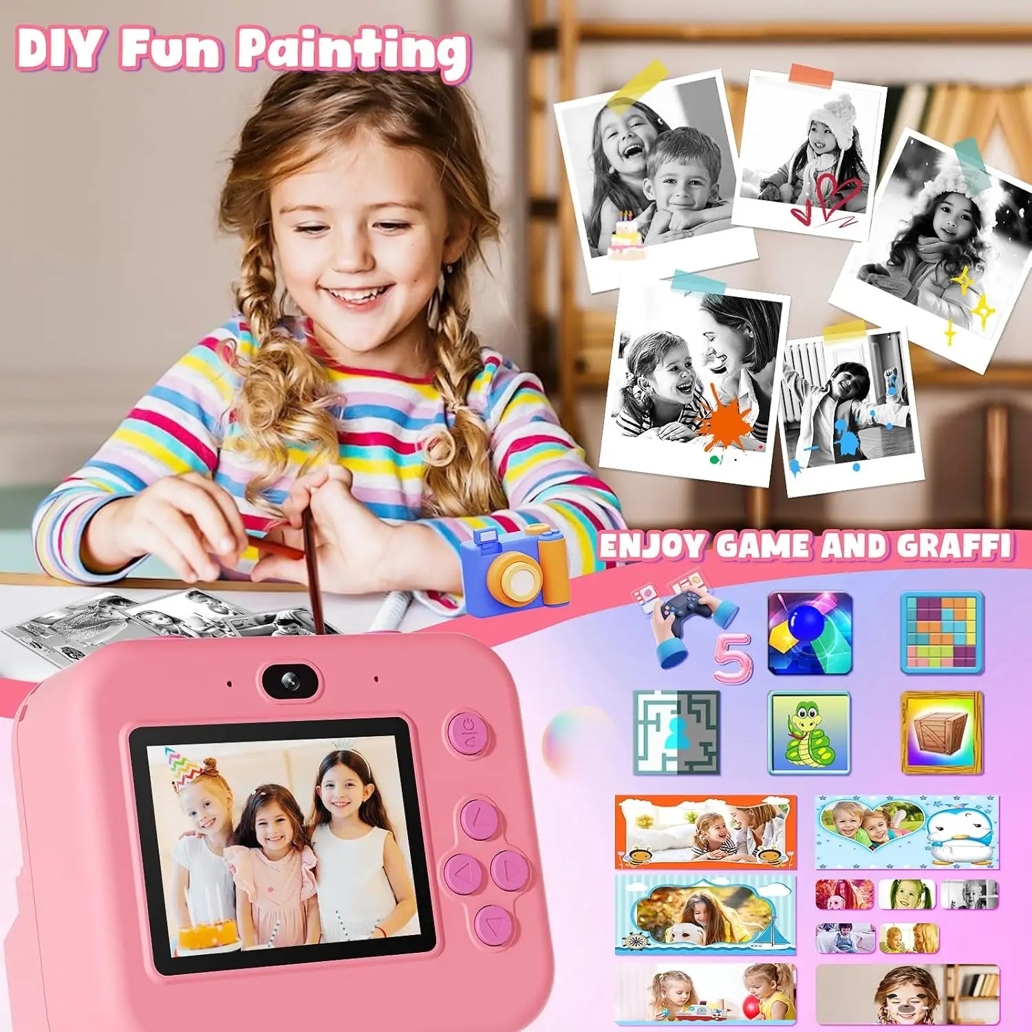 newInstant Print Camera With 3 - Kids Education Video recensione e prezzo